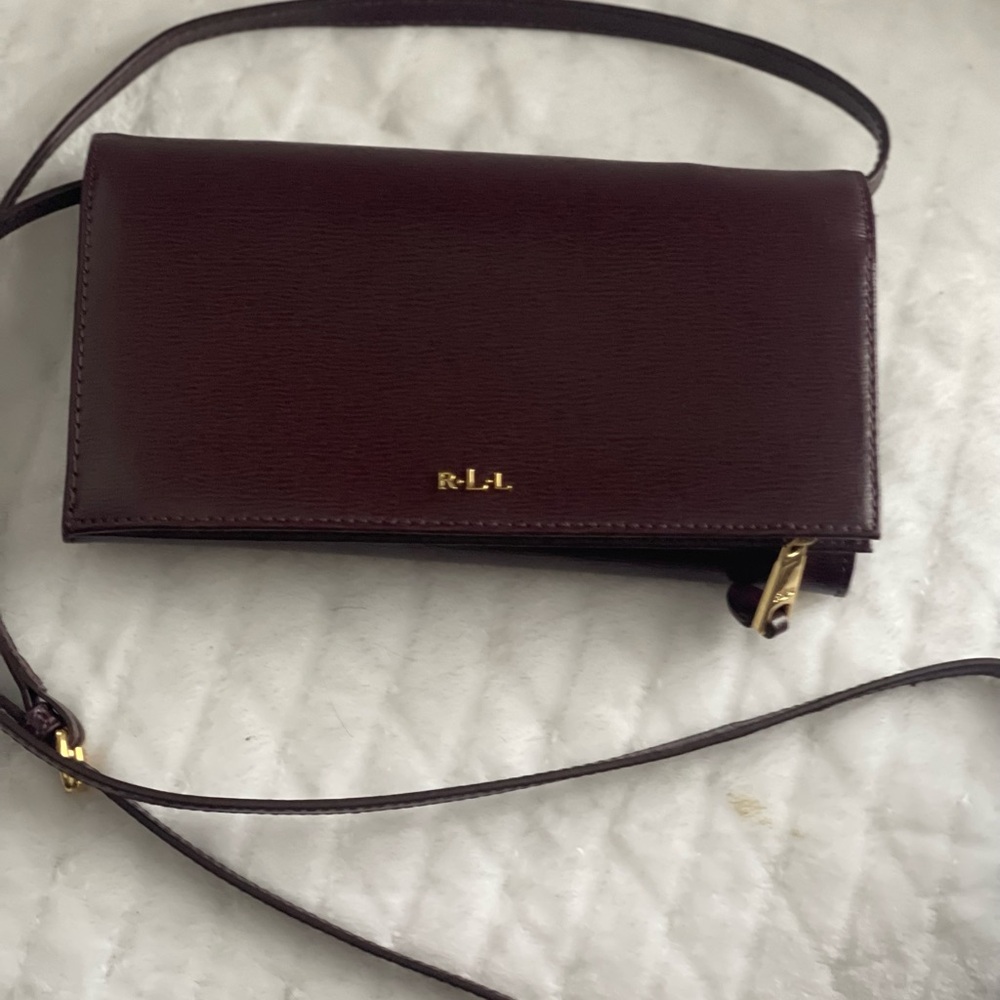 Lauren Ralph Lauren Burgundy Leather Crossbody Bag